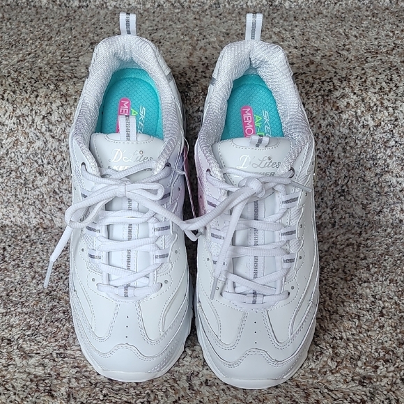 Skechers White D'Lites Sneakers - Picture 3 of 11